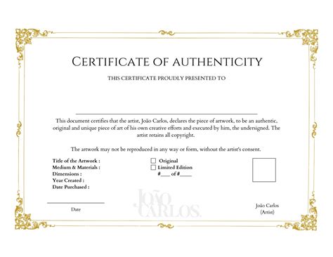 how to get a certificate of authenticity for art